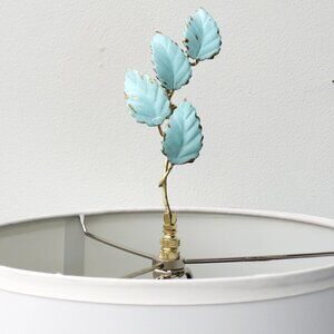JUST SOLD! Custom Vintage Italian Tole Leaf Lamp Finial, Pale Blue/Gold